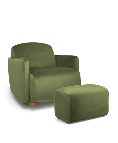 Royton Nursing Chair & Footsool Set - Olive Velvet