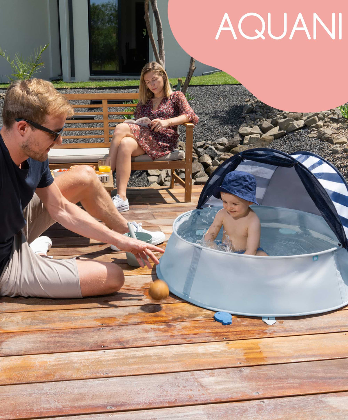 Babymoov Outdoor Play Babymoov Aquani Anti-UV Tent, Paddling Pool & Playpen UPF 50+ - Mariniere