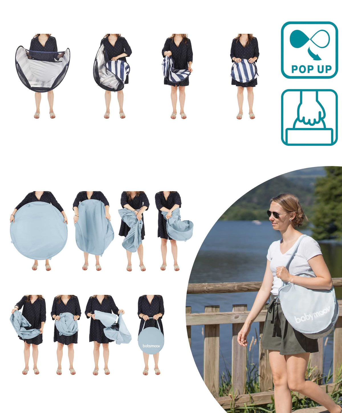 Babymoov Outdoor Play Babymoov Aquani Anti-UV Tent, Paddling Pool & Playpen UPF 50+ - Mariniere