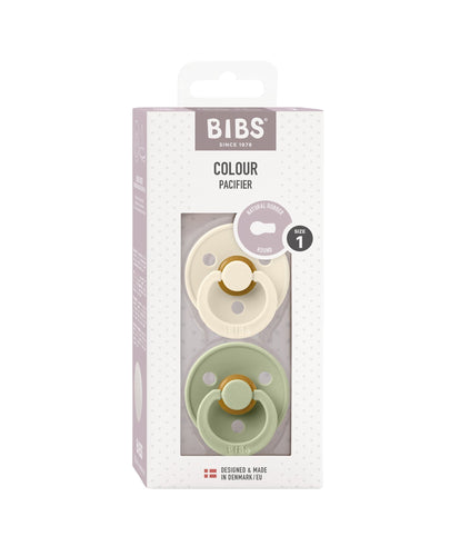 Bibs World Bottle Feeding BIBS Colour Pacifiers 2 Pack Size 1 - Ivory/Sage