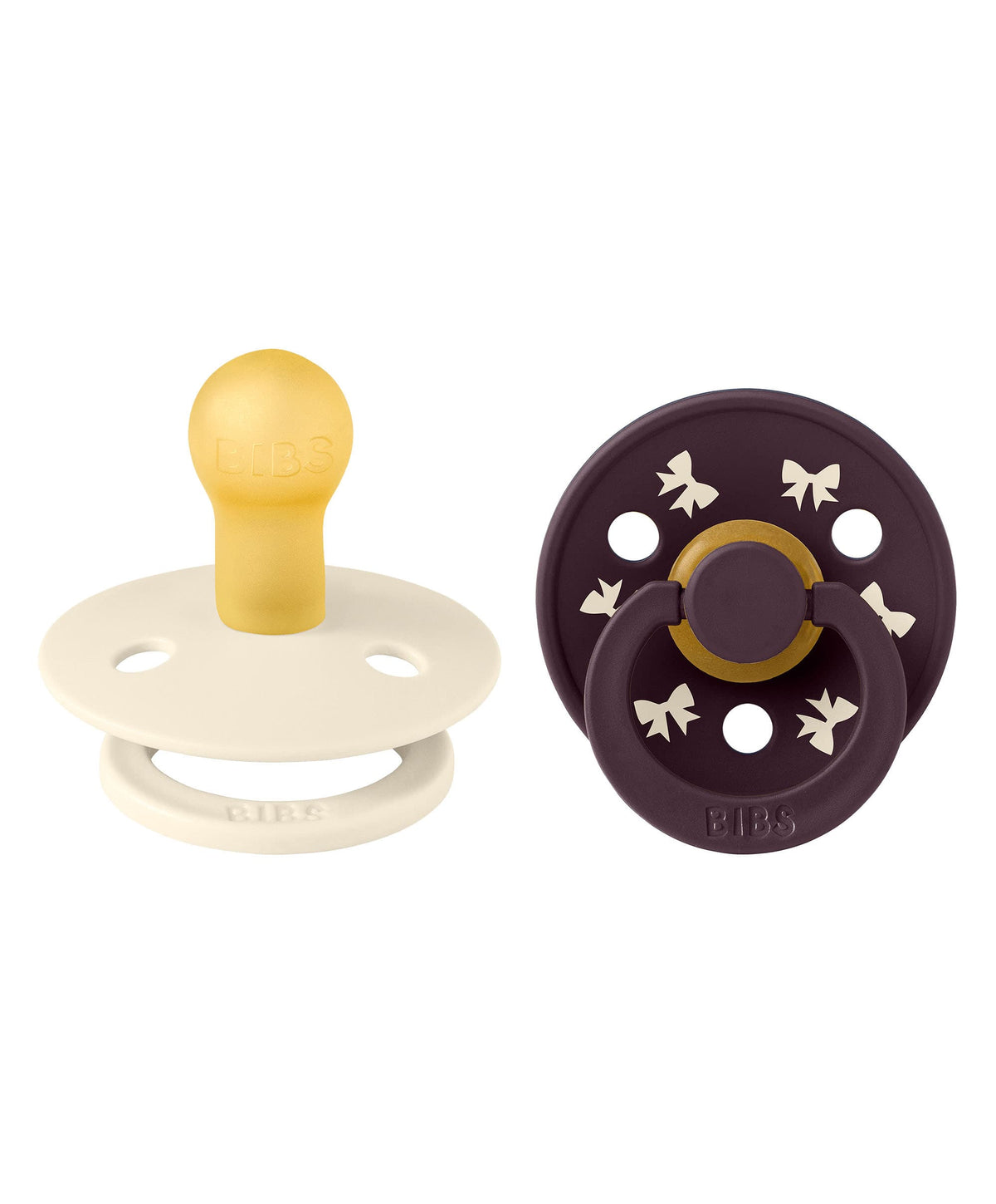 Bibs World Colour Holiday Bow Dummies 2 Pack - Ivory/Plum