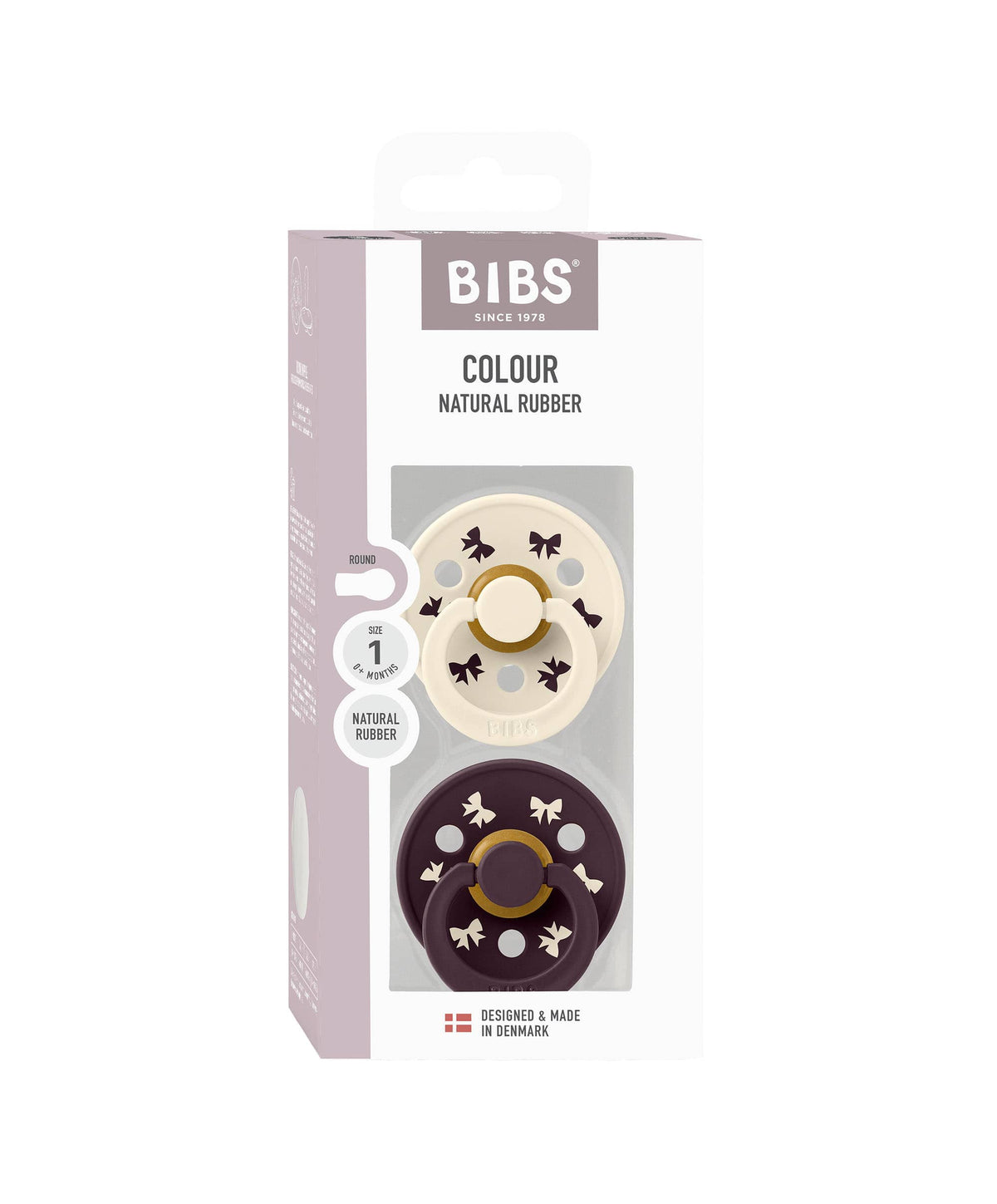 Bibs World Colour Holiday Bow Dummies 2 Pack - Ivory/Plum