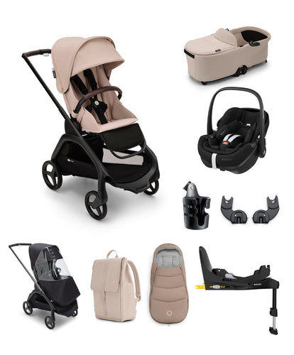 Bugaboo Pushchairs Bugaboo Dragonfly Essential Bundle with Maxi-Cosi Pebble 360 Pebble Pro Car Seat & Base - Taupe