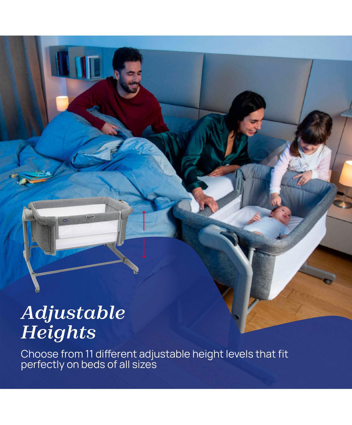 Chicco Chicco Next2Me Magic Evo Bedside Crib – Dark Grey