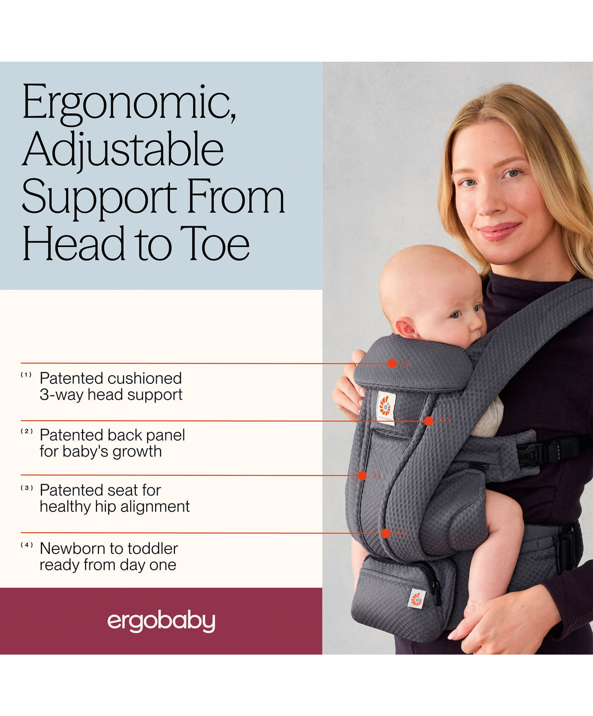 Ergobaby Baby Carriers Ergobaby Omni Deluxe Mesh Baby Carrier- Graphite Grey