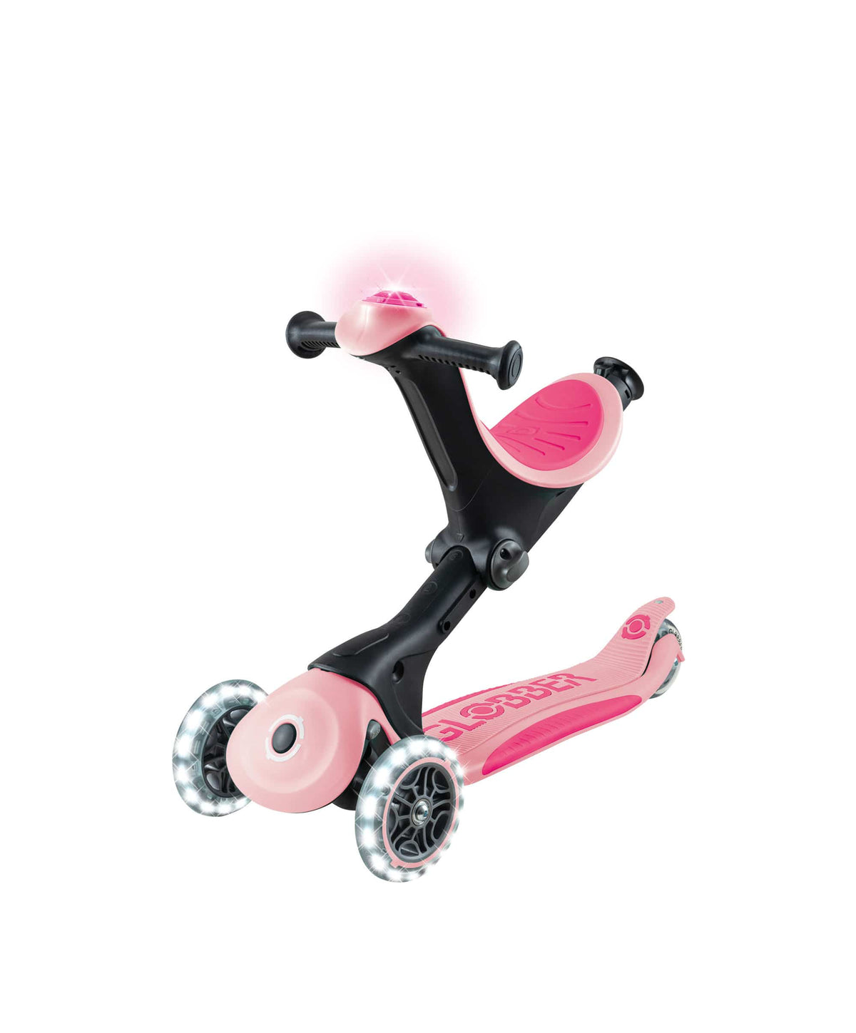 Globber Ride on Toy Globber Go Up Deluxe Lights - Pastel Pink