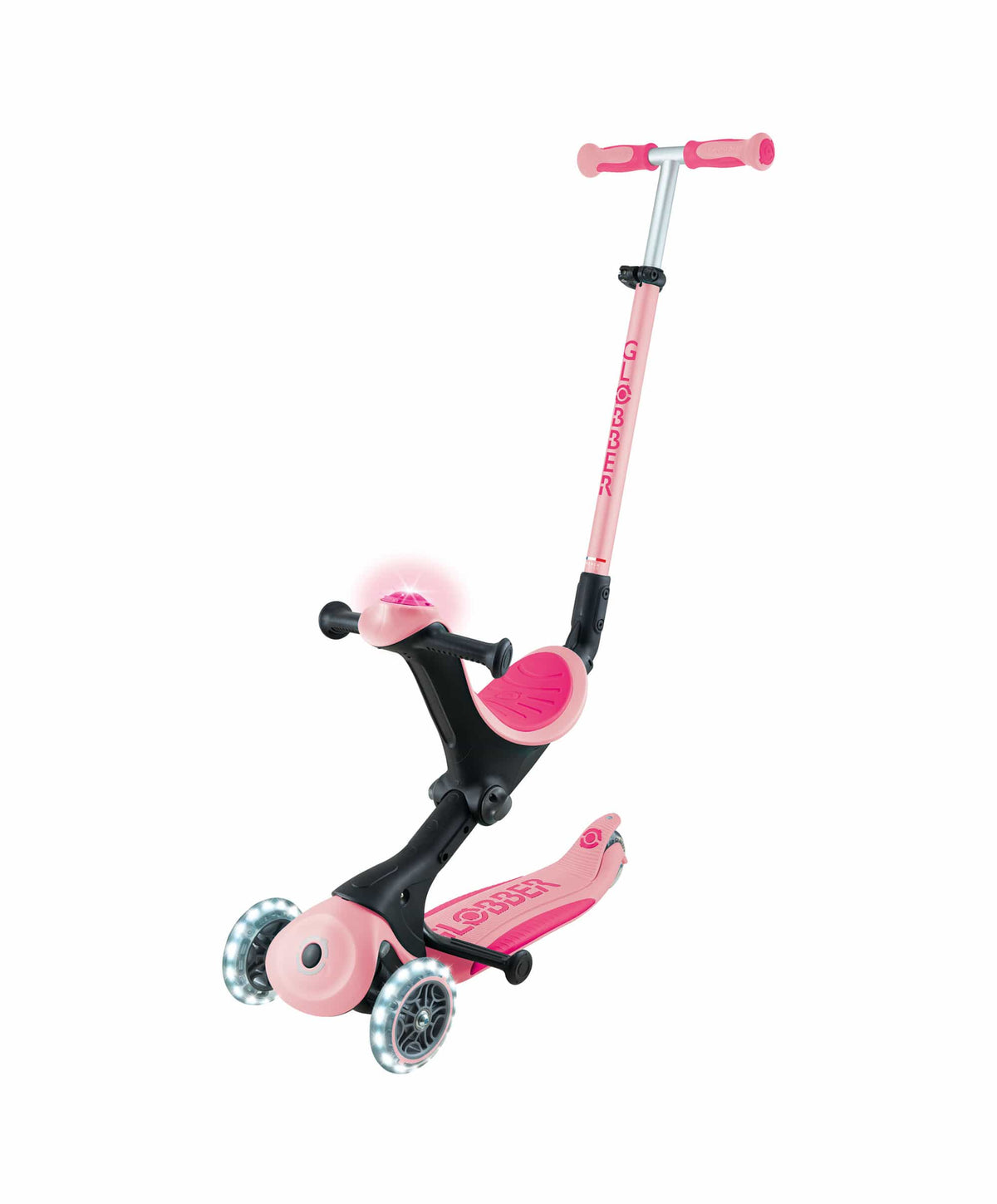 Globber Ride on Toy Globber Go Up Deluxe Lights - Pastel Pink