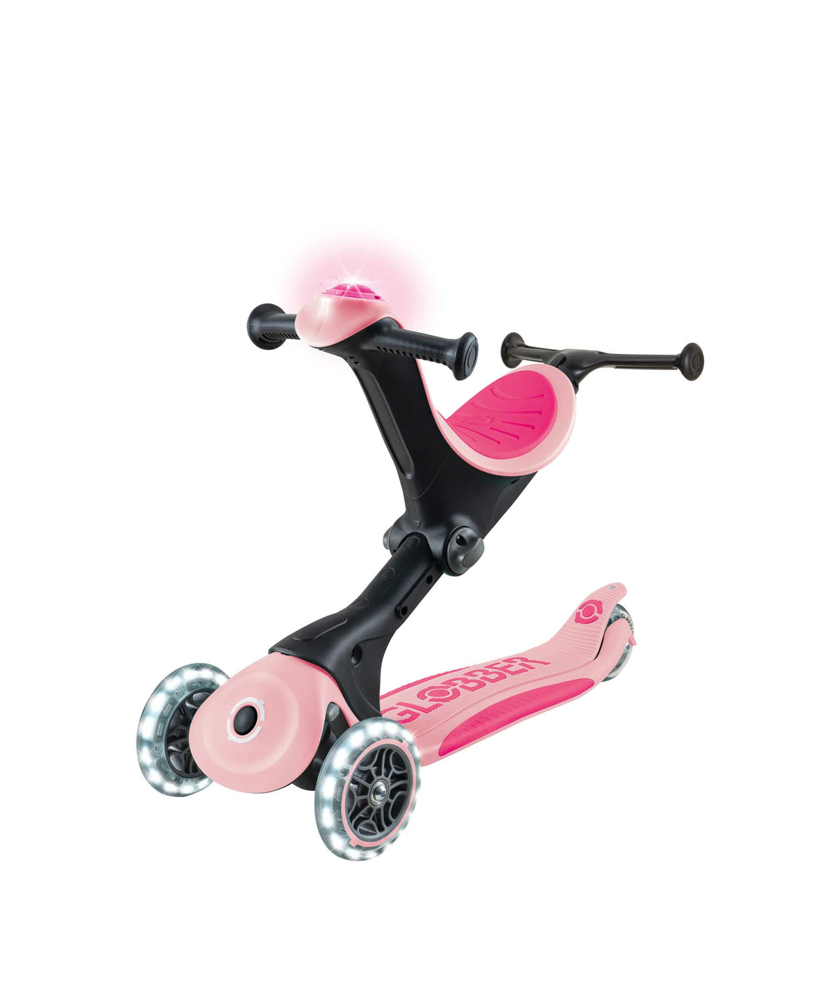 Globber Ride on Toy Globber Go Up Deluxe Lights - Pastel Pink