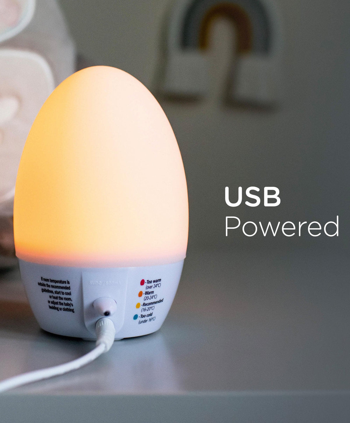 Gro Night Lights Tommee Tippee Gro Egg 2 Nursery Room Thermometer & Night Light - White
