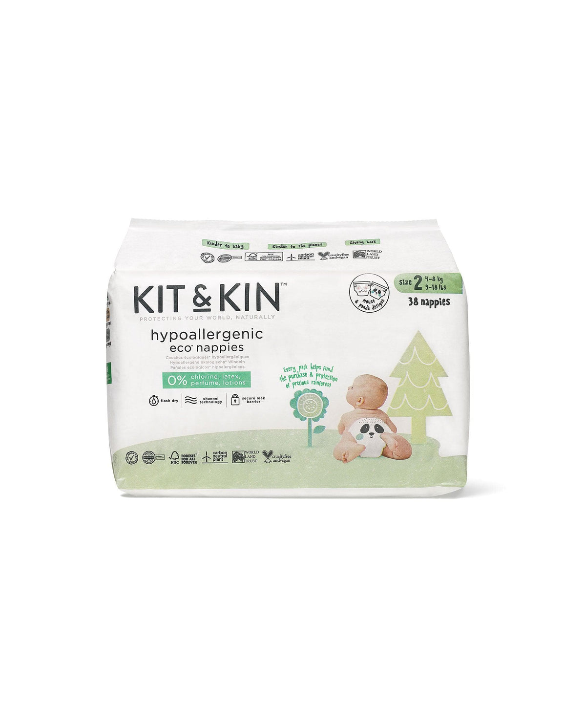 Kit & Kin Baby Care Kit & Kin Hypoallergenic Eco Nappies - Size 2