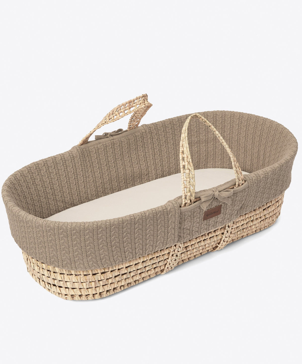 Little Green Sheep Moses Baskets Little Green Sheep Organic Knitted Moses Basket & Mattress - Truffle