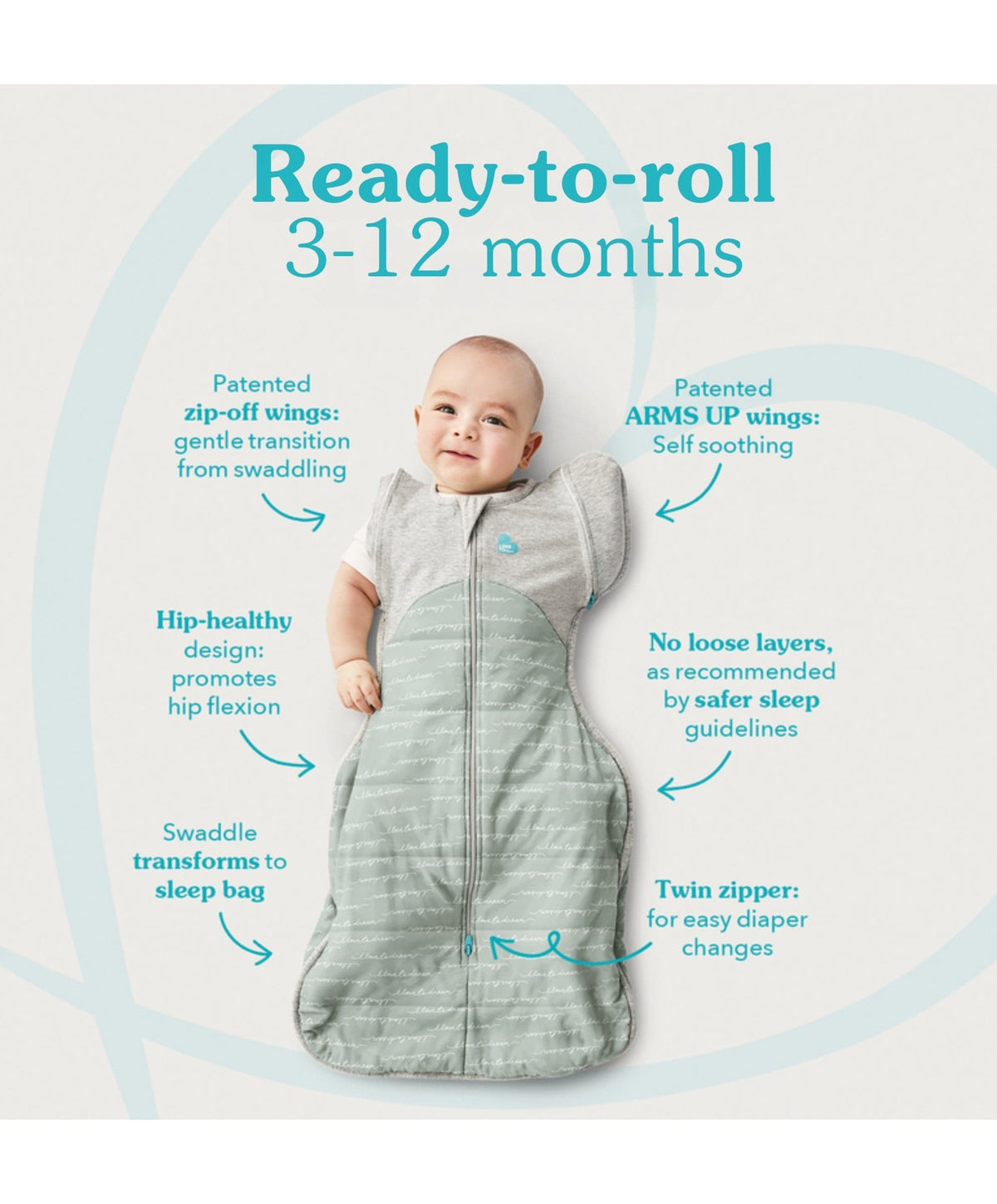 Love to Dream Dreampod Sleep Bags & Swaddling Love To Dream Swaddle Up™ Transition Bag Medium/3-6 Months (1.0 Tog) - Grey