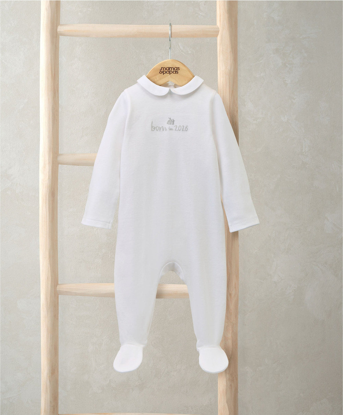 Mamas & Papas All-in-Ones & Bodysuits Born in 2026 Embroidered All In One – White