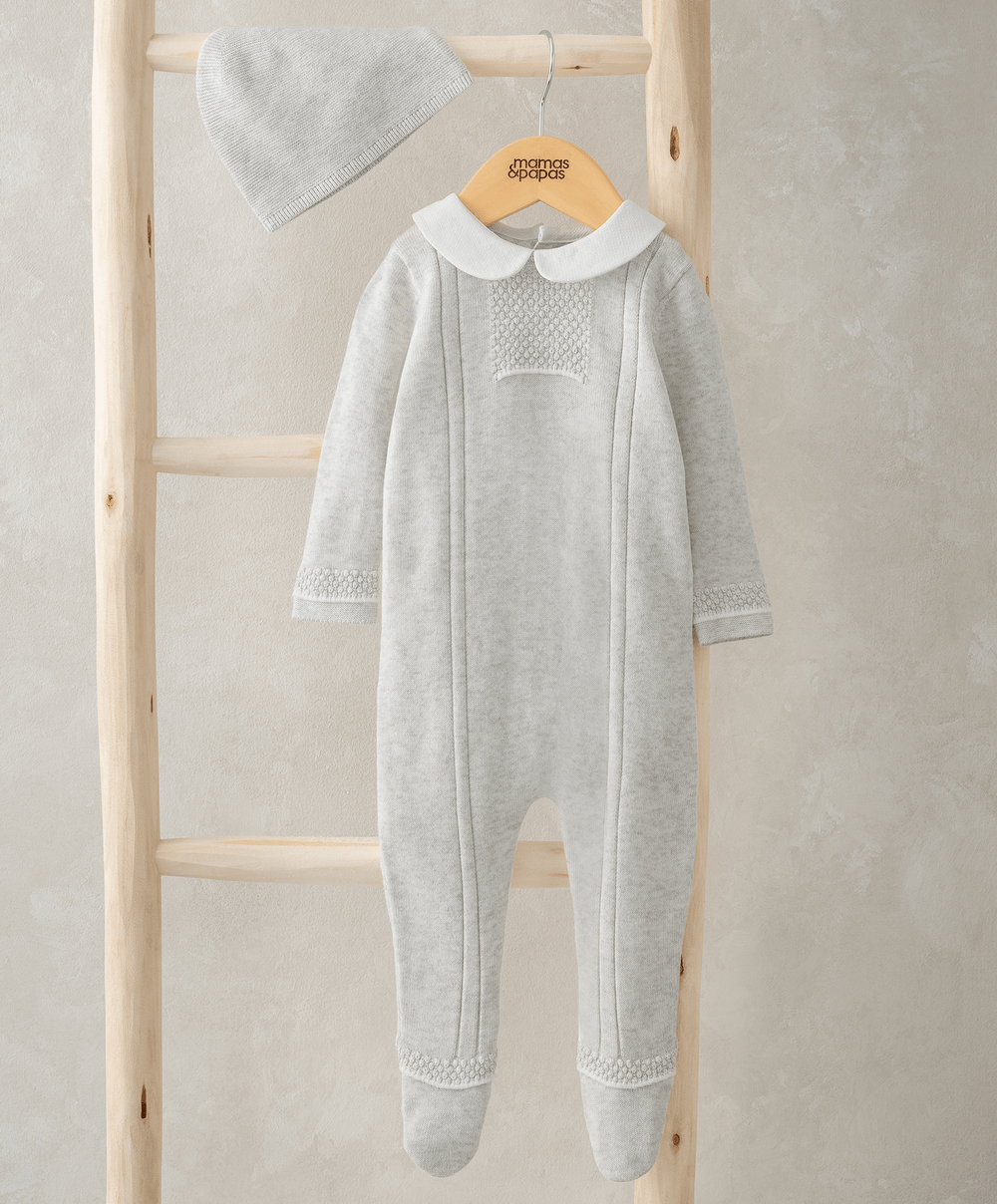 Mamas & Papas All-in-Ones & Bodysuits Knitted All in One & Hat  - White