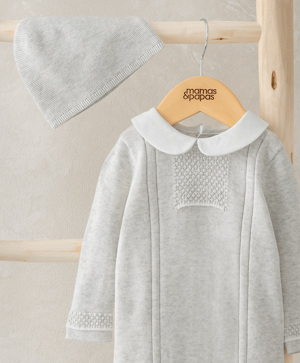 Mamas & Papas All-in-Ones & Bodysuits Knitted All in One & Hat  - White