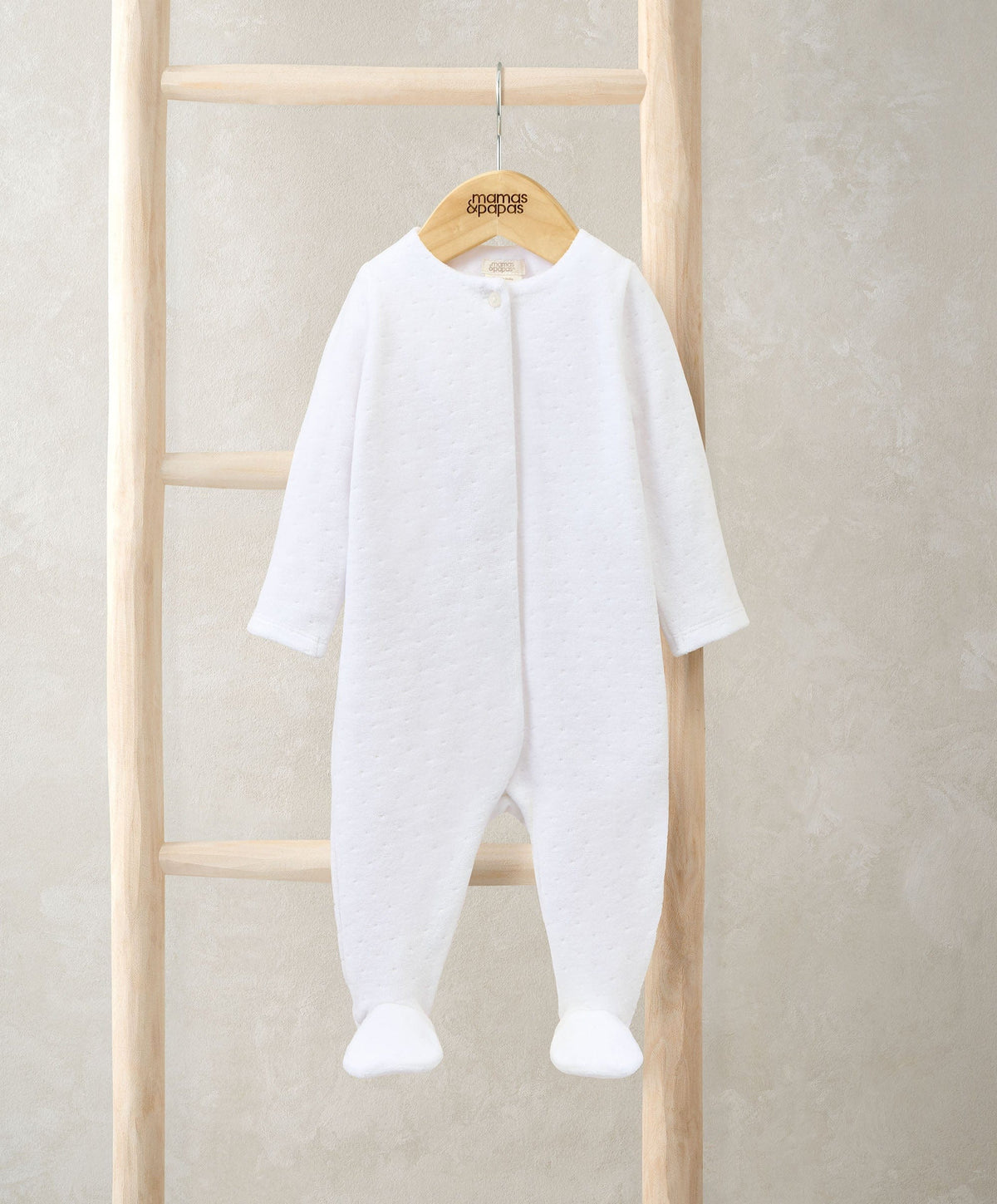 Mamas & Papas All-in-Ones & Bodysuits Textured Velour All In One – White