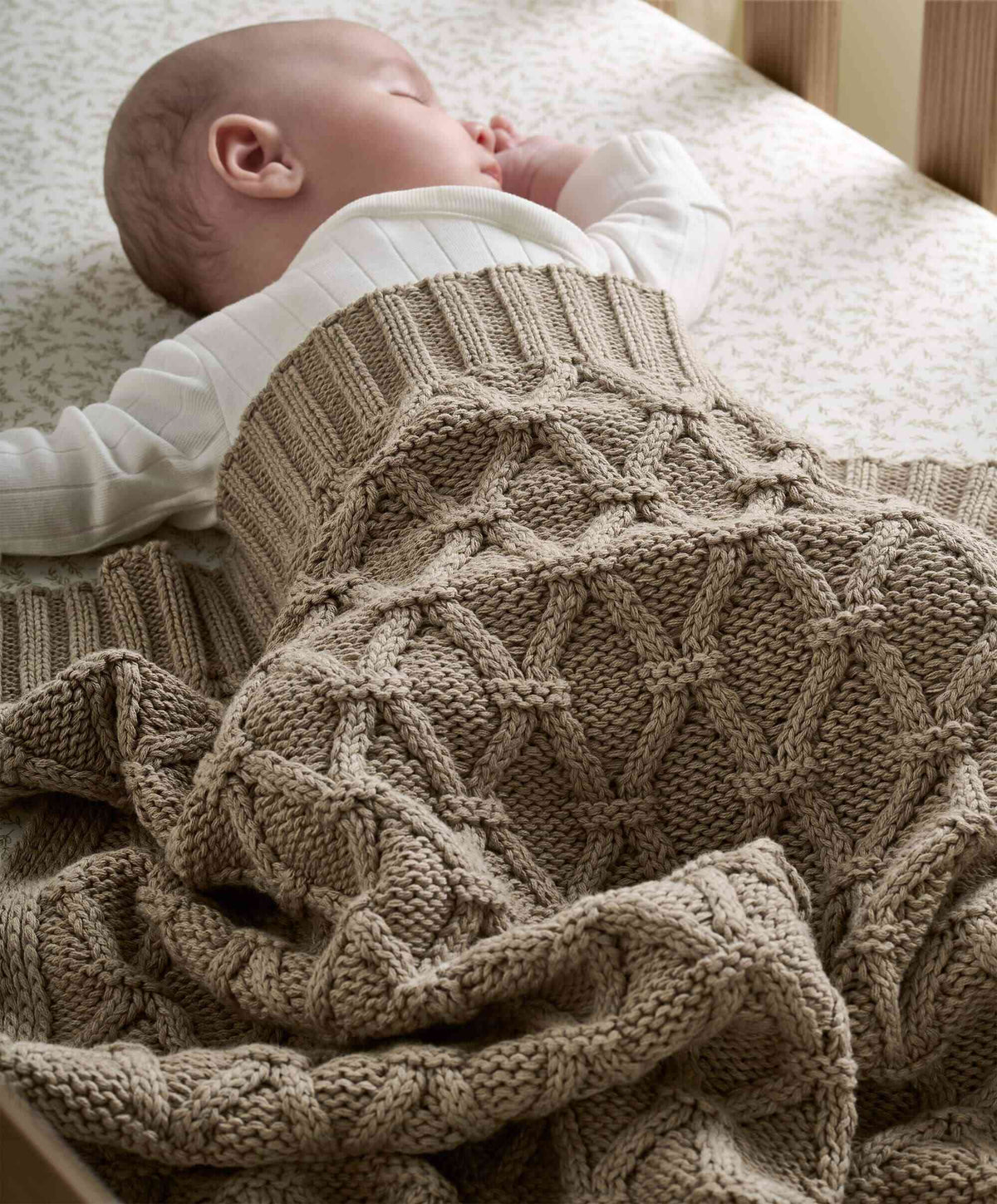 Mamas & Papas Blankets Cable Knit Blanket - Welcome to the World Seedling - Mocha