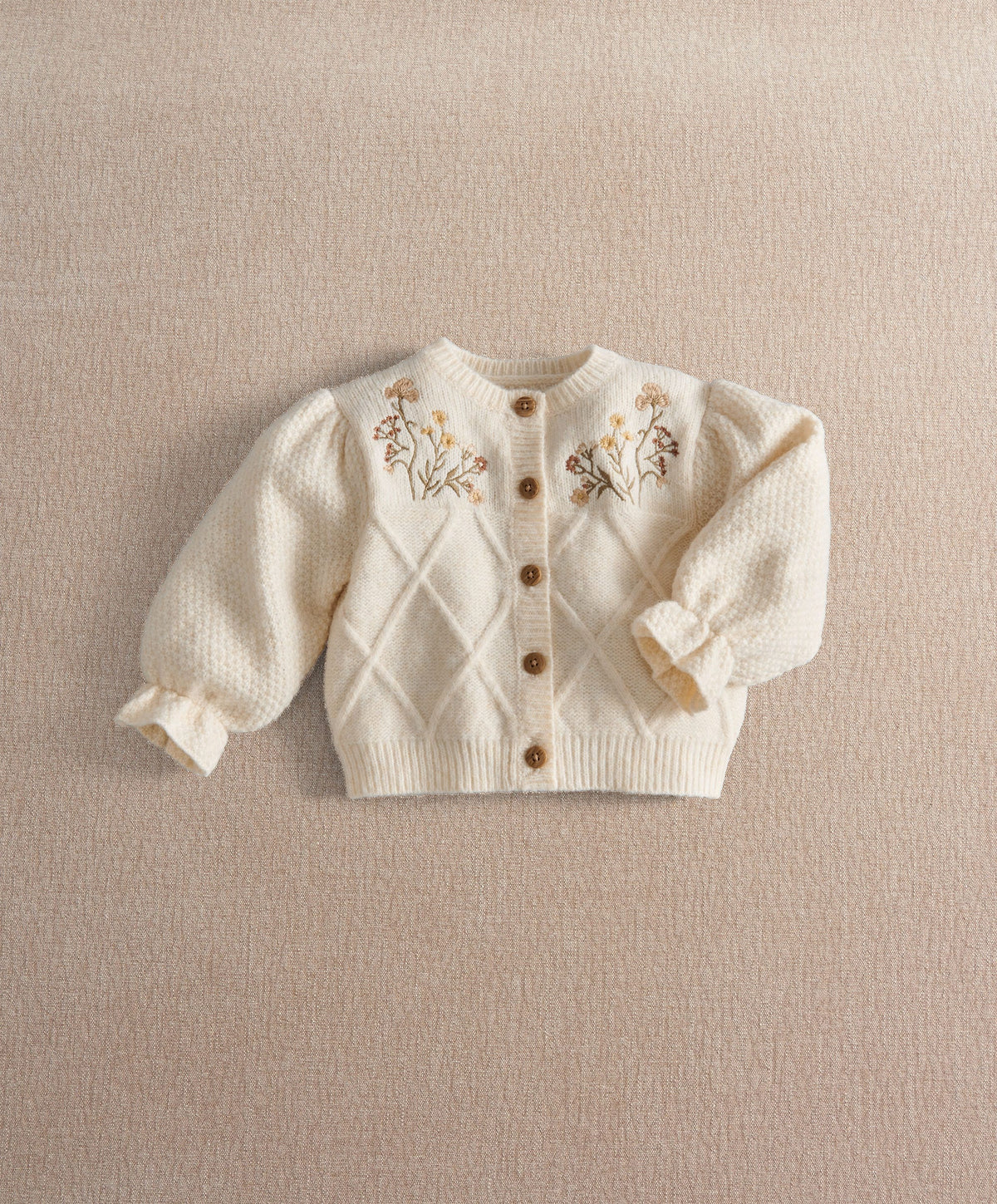 Mamas & Papas Cardigan Cable Knit & Floral Embroidered Cardigan