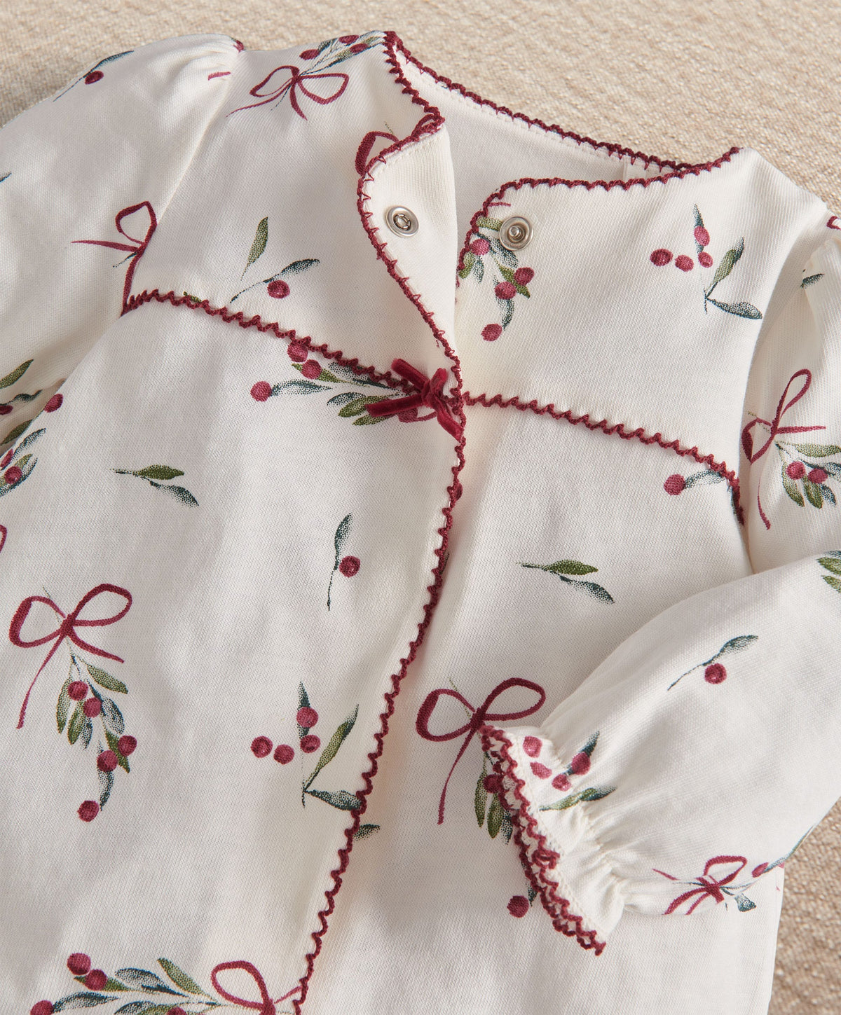 Mamas & Papas Christmas Berry Bow Print All In One