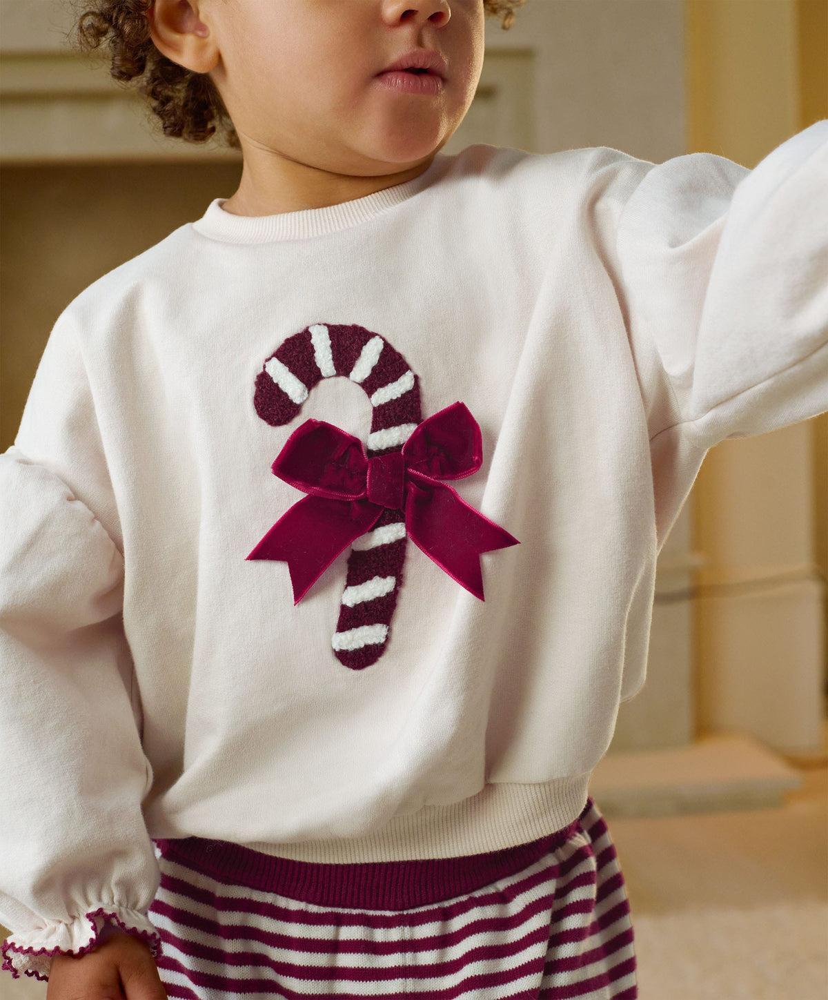 Mamas & Papas Christmas Candy Cane Sweatshirt