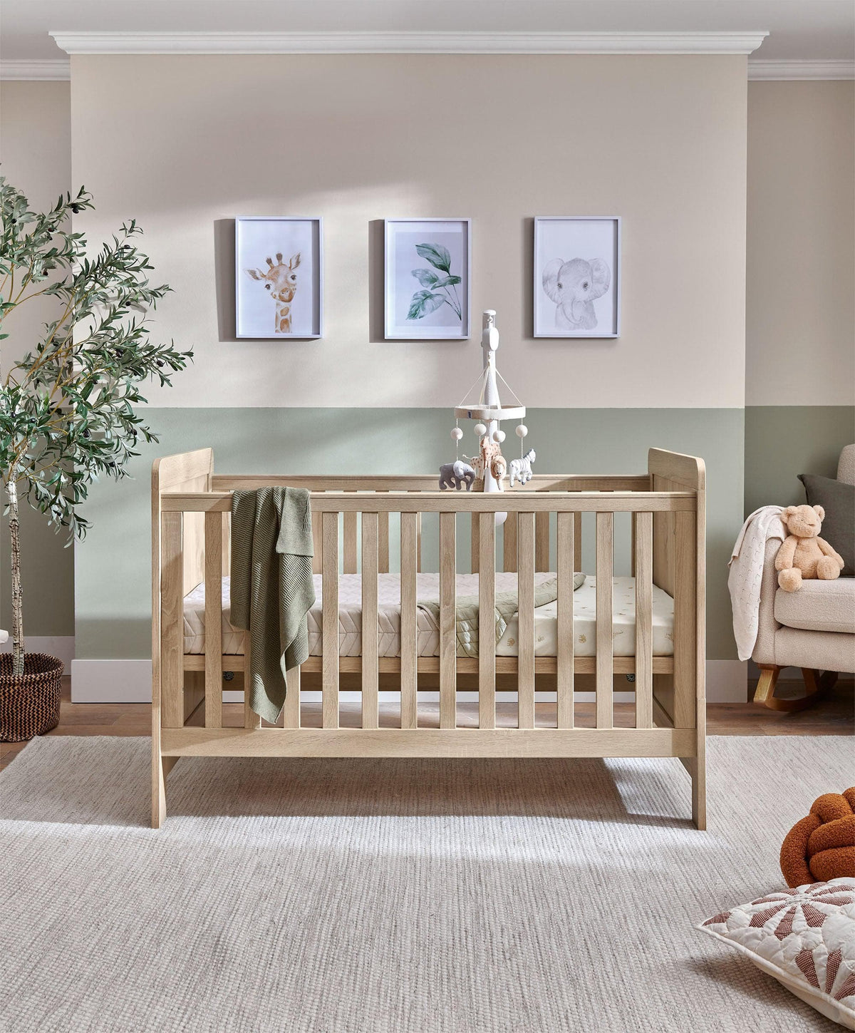 Mamas & Papas Cotbed Bundles Atlas Cotbed & Luxury Hybrid Twin Mattress Bundle - Light Oak