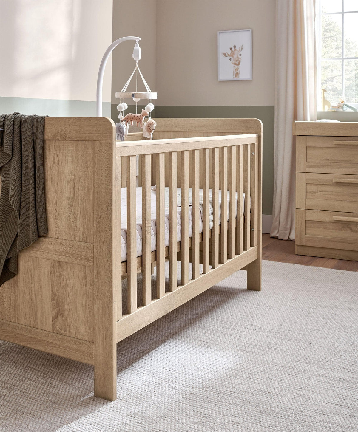 Mamas & Papas Cotbed Bundles Atlas Cotbed & Luxury Hybrid Twin Mattress Bundle - Light Oak