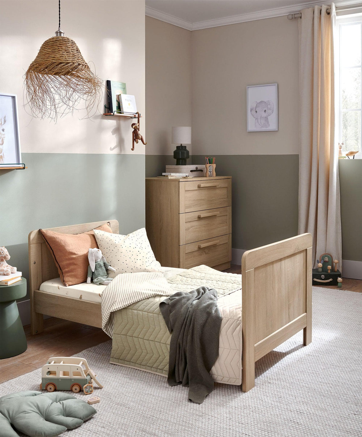Mamas & Papas Cotbed Bundles Atlas Cotbed & Luxury Hybrid Twin Mattress Bundle - Light Oak