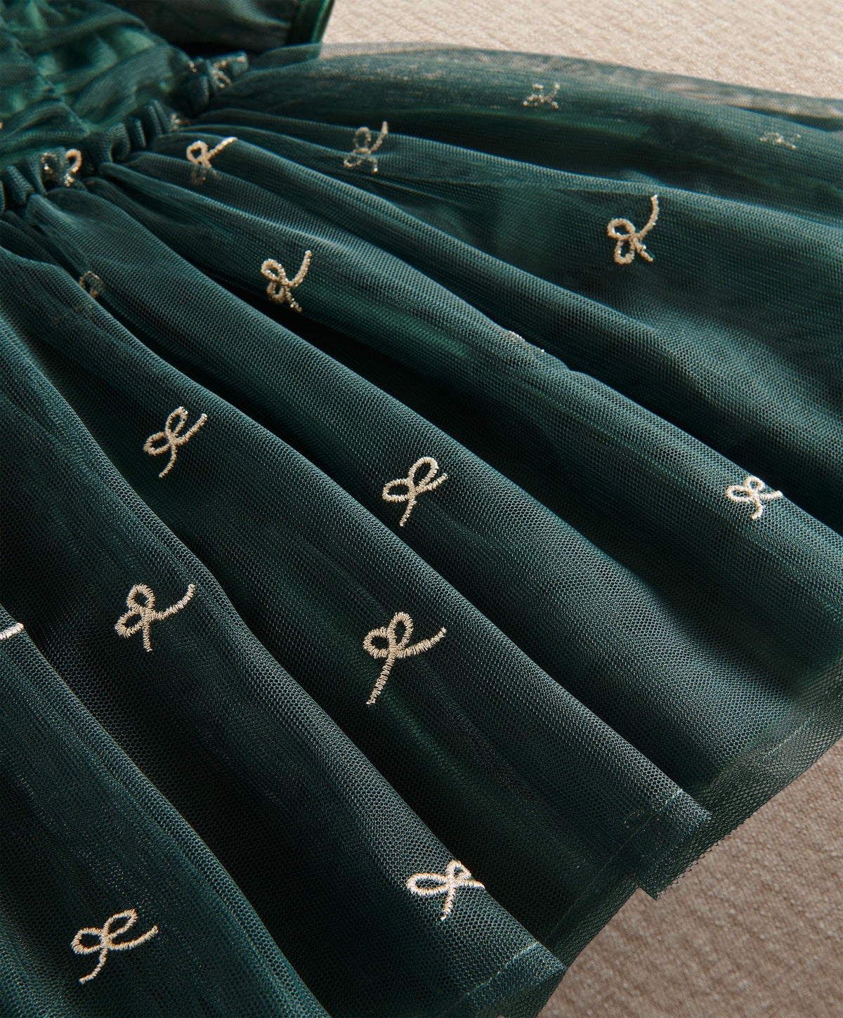 Mamas & Papas Dresses & Skirts Green Bow Mesh Embroidery Dress