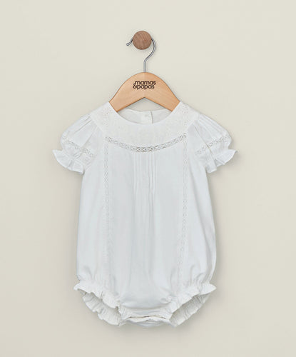 Mamas & Papas Embroidered Romper - White