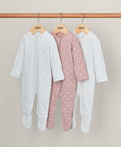 Mamas & Papas Floral Print Sleepsuits (Set of 3)