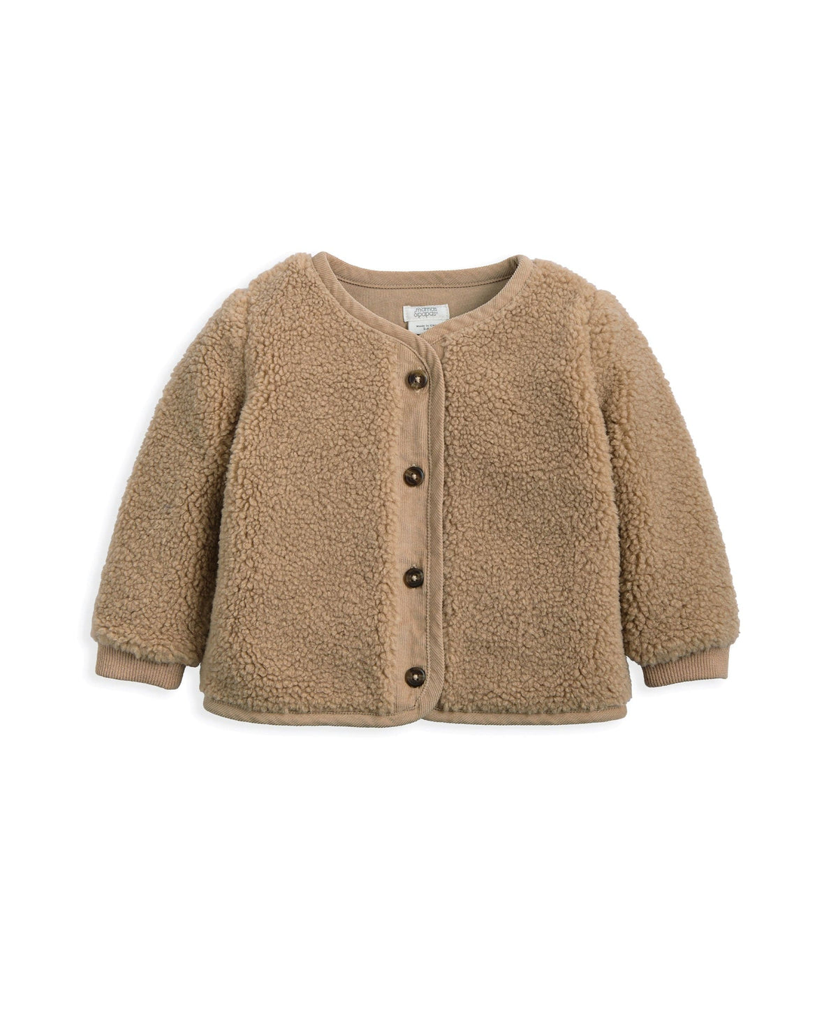 Mamas & Papas Fully Lined Borg Jacket with Rib Cuffs