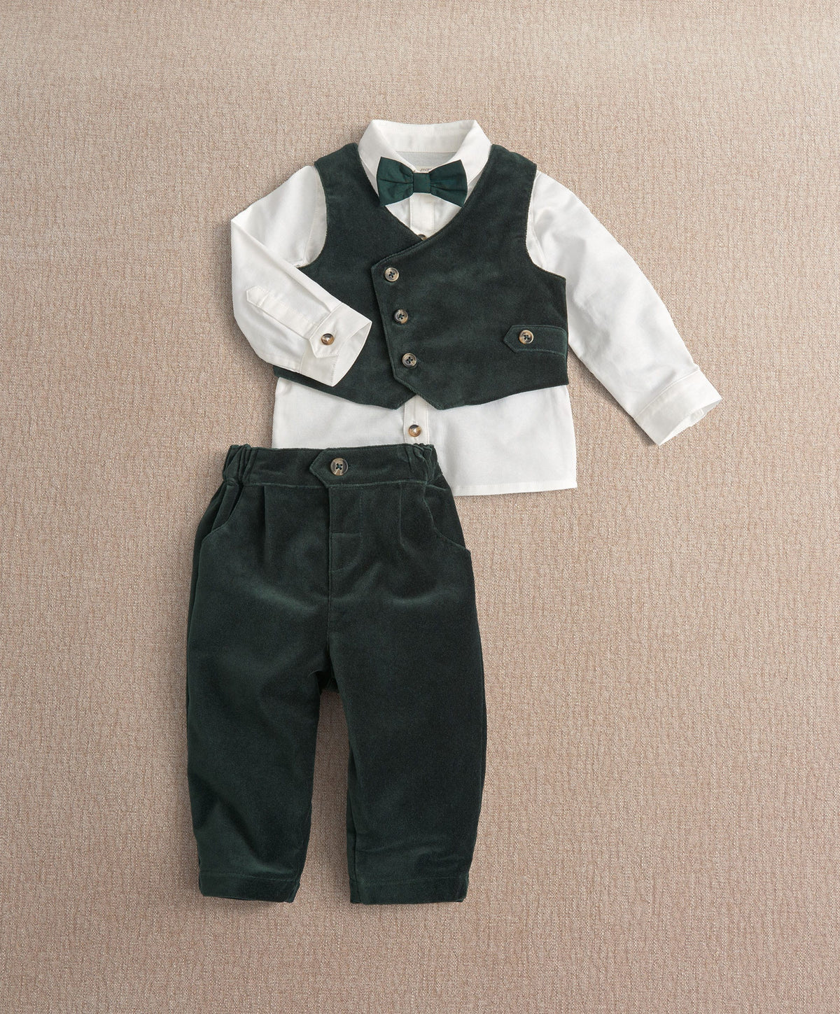 Mamas & Papas Green Velvet Suit ( Pack of 4)