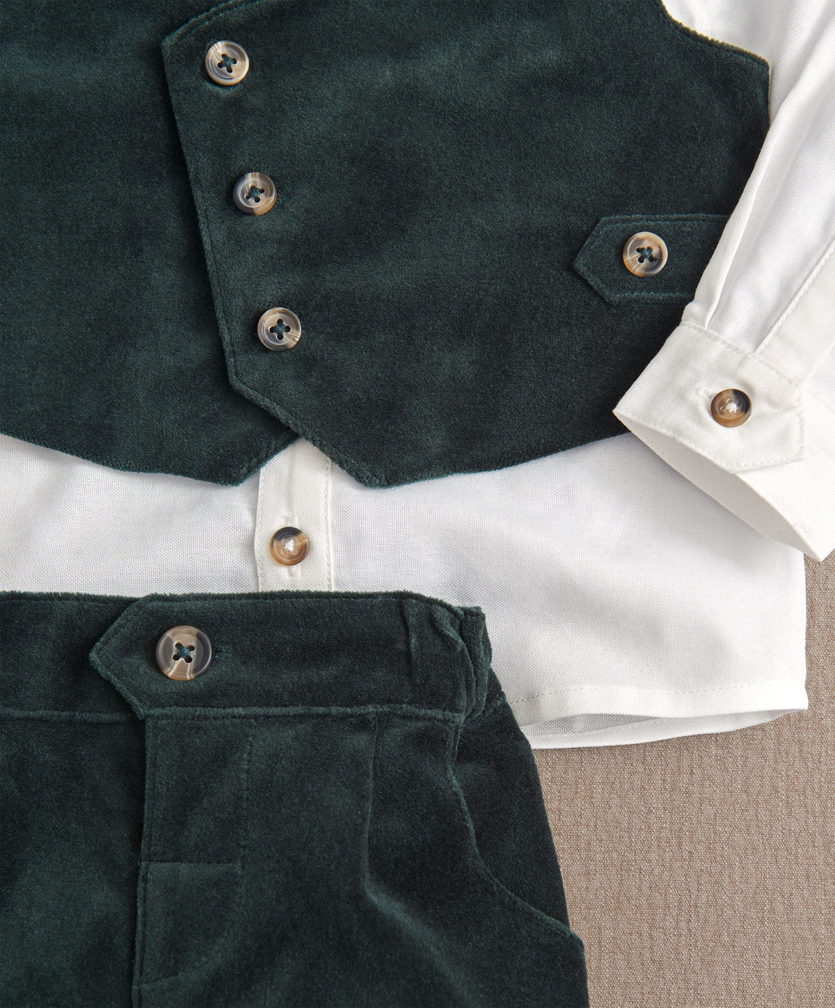 Mamas & Papas Green Velvet Suit ( Pack of 4)