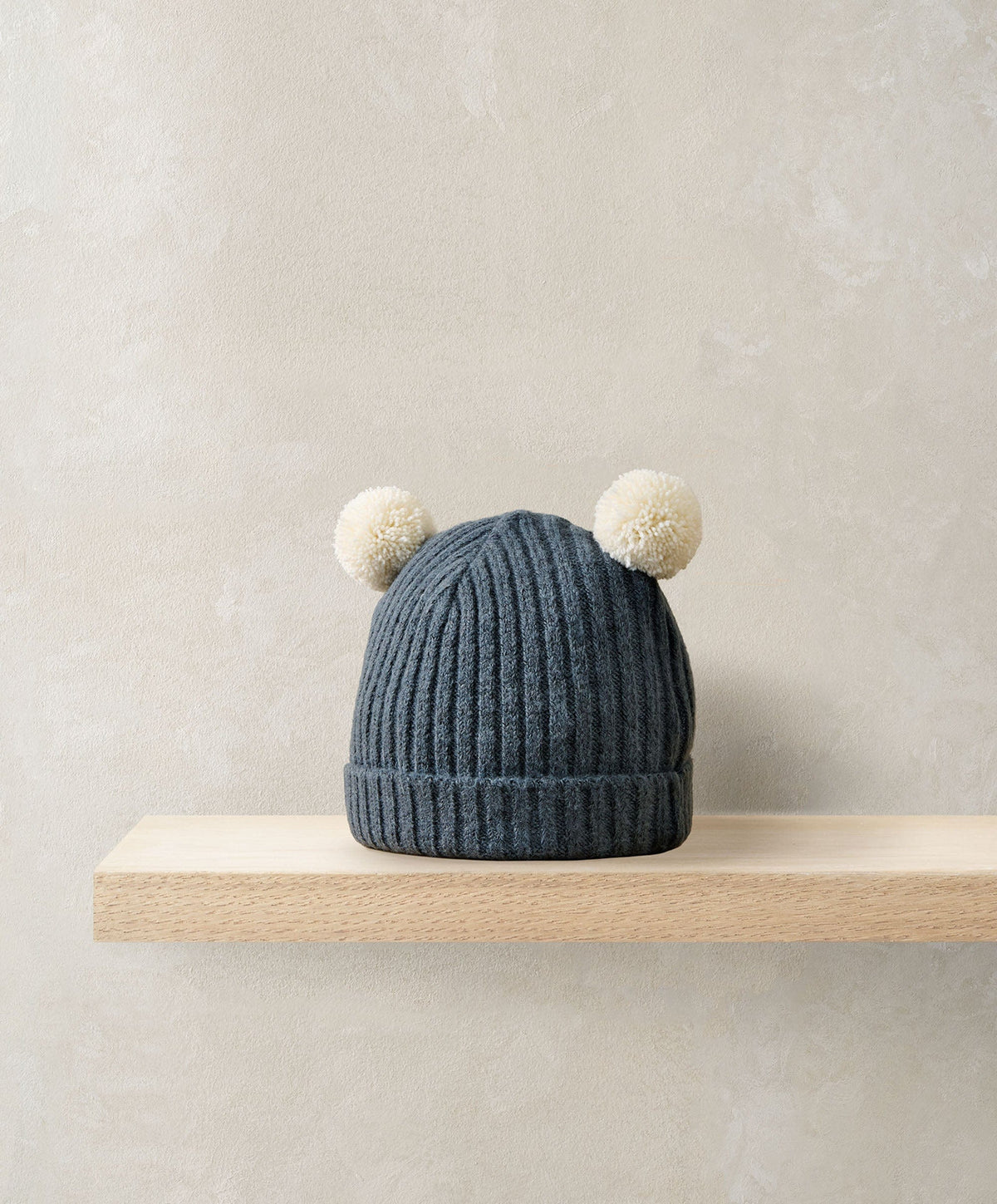Mamas & Papas Hats & Booties Rib Knit Hat with Pom Poms - Blue