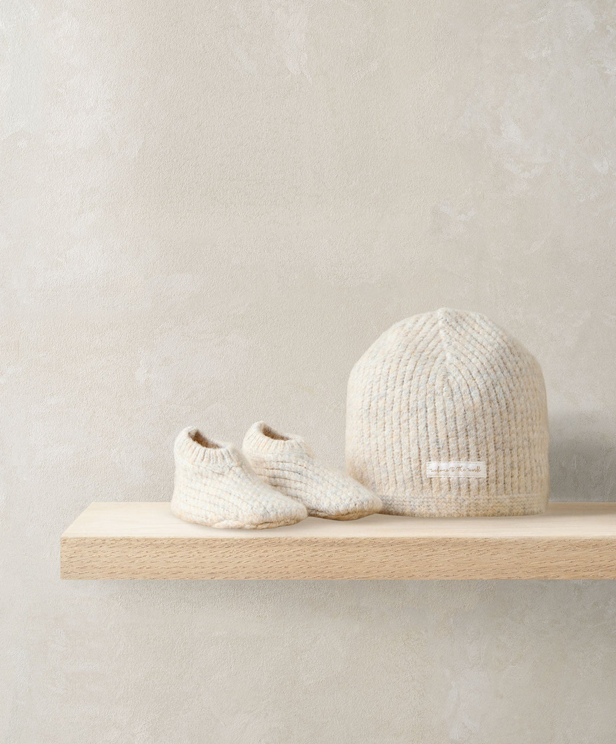 Mamas & Papas Hats & Booties Waffle Knit Hat & Booties Set (2 Pieces) - Oatmeal