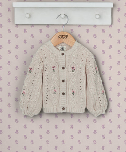 Mamas & Papas Jumpers & Knitwear Laura Ashley Embroided Knitted Cable Cardigan