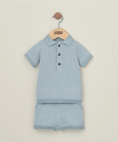 Mamas & Papas Knitted Polo and Short Outfit Set