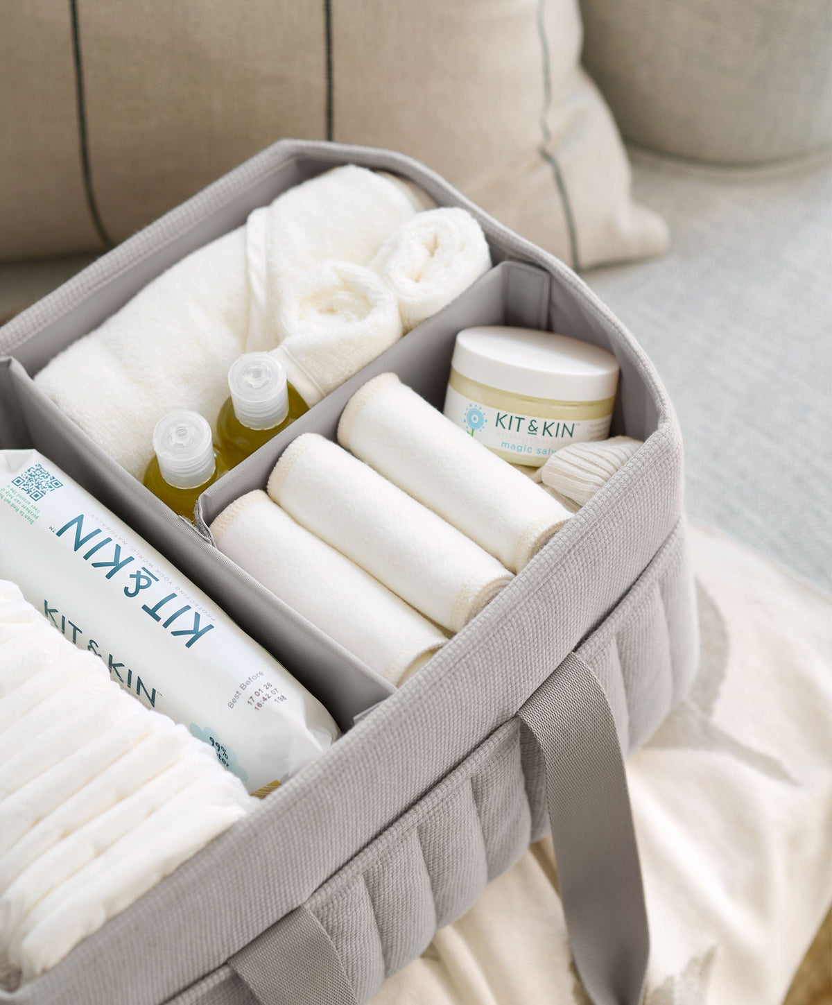Mamas & Papas Nappy Caddy - Soft Grey Waffle