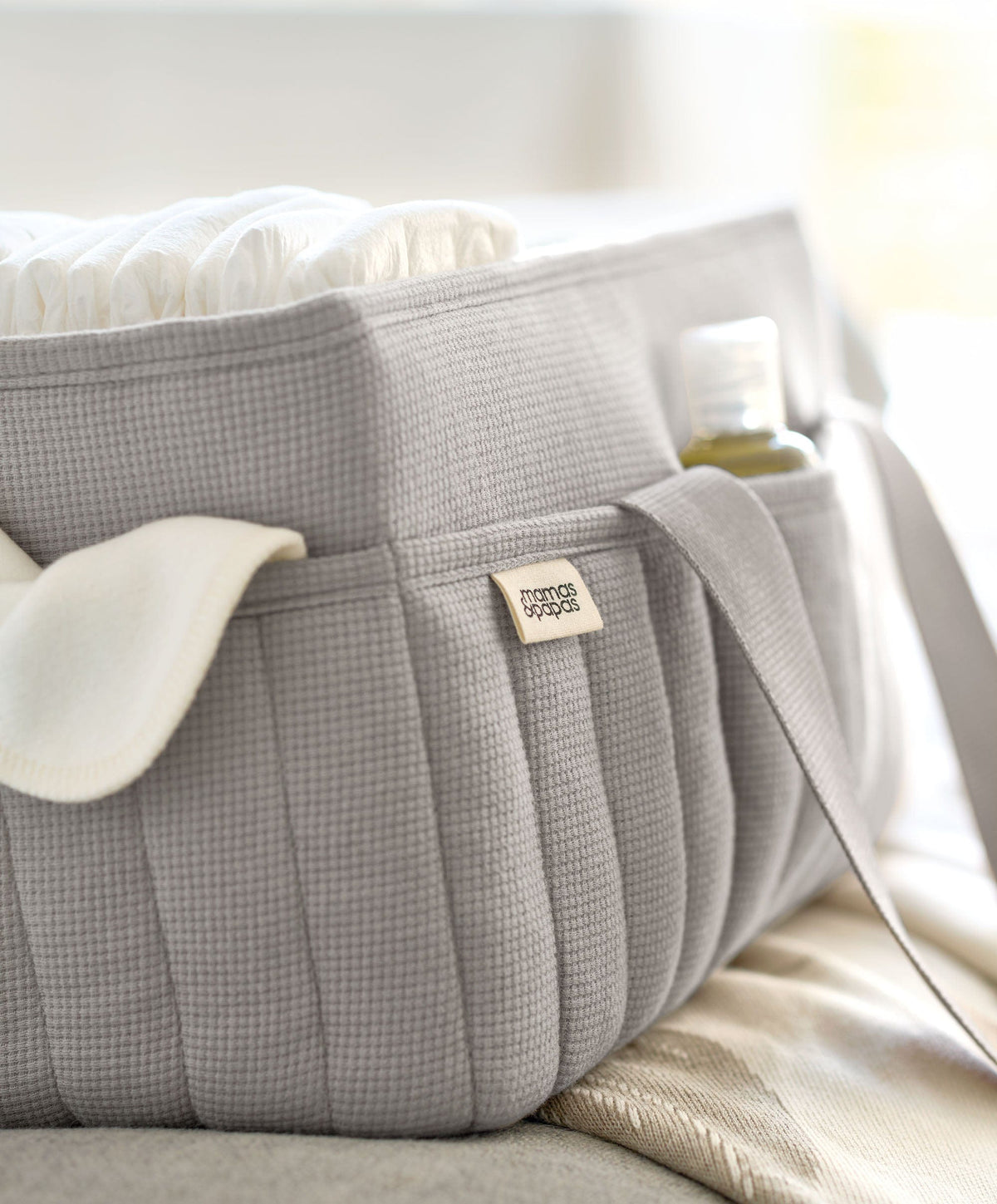 Mamas & Papas Nappy Caddy - Soft Grey Waffle