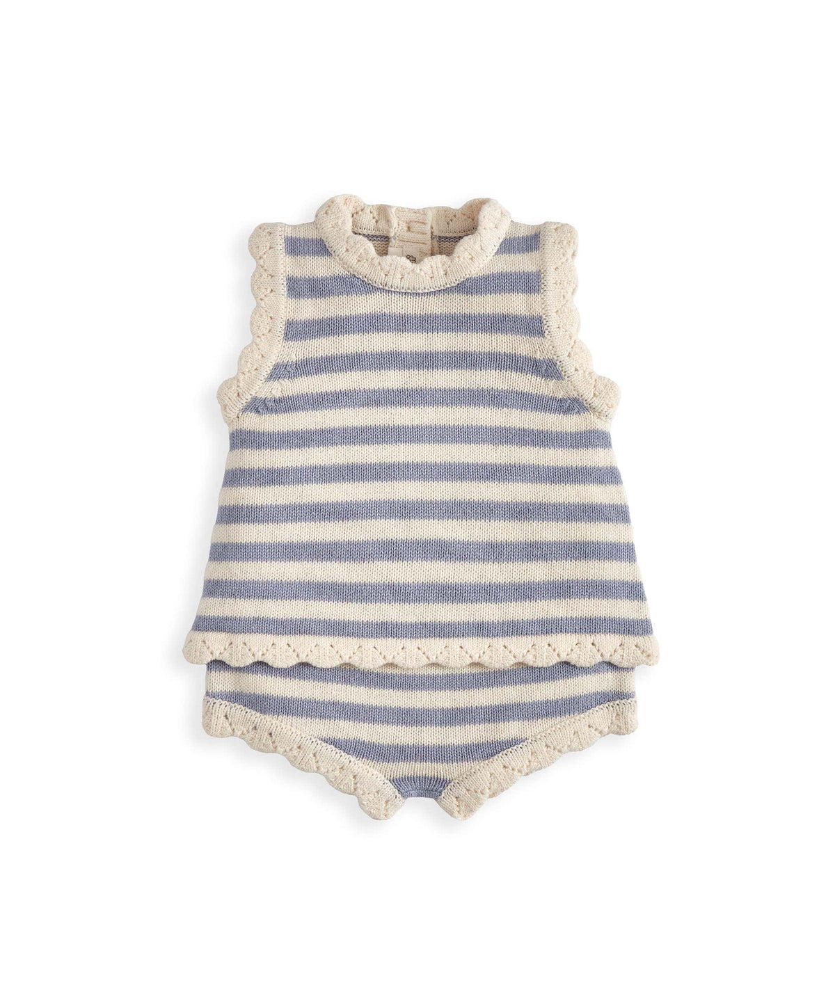 Mamas & Papas Outfits & Sets Blue Striped Knitted Top & Shorts