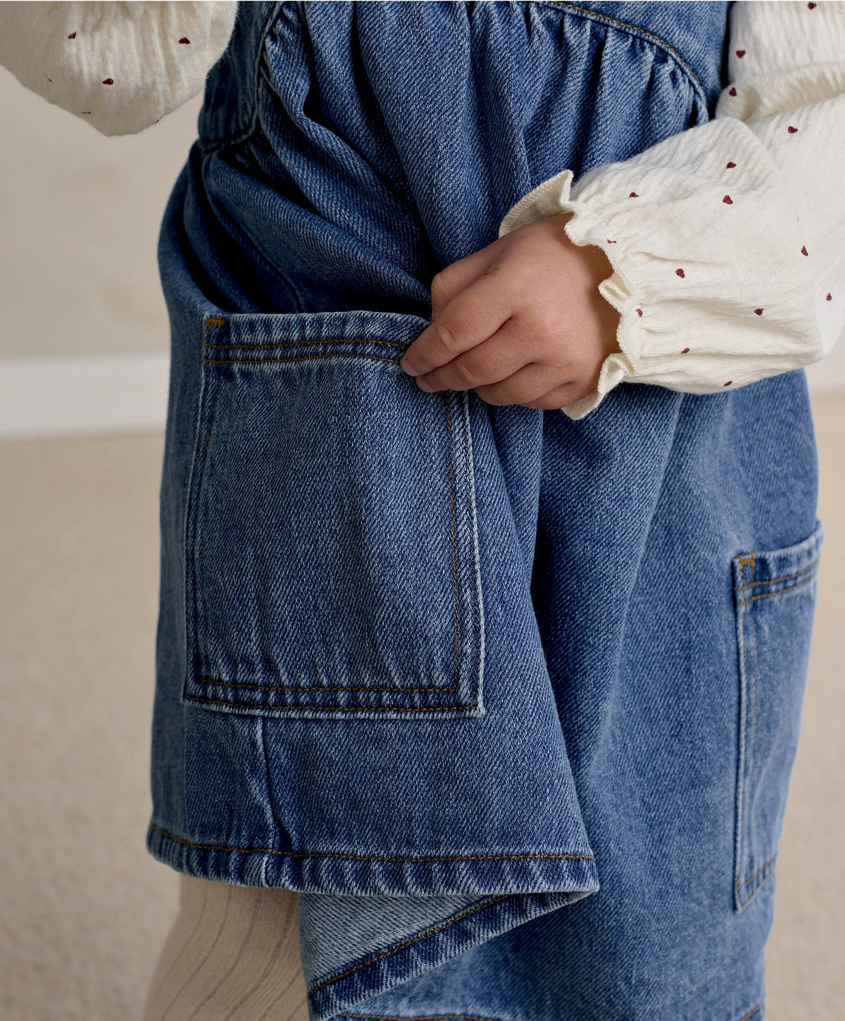 Mamas & Papas Outfits & Sets Denim Pinny Dress & Heart Bodysuit Set