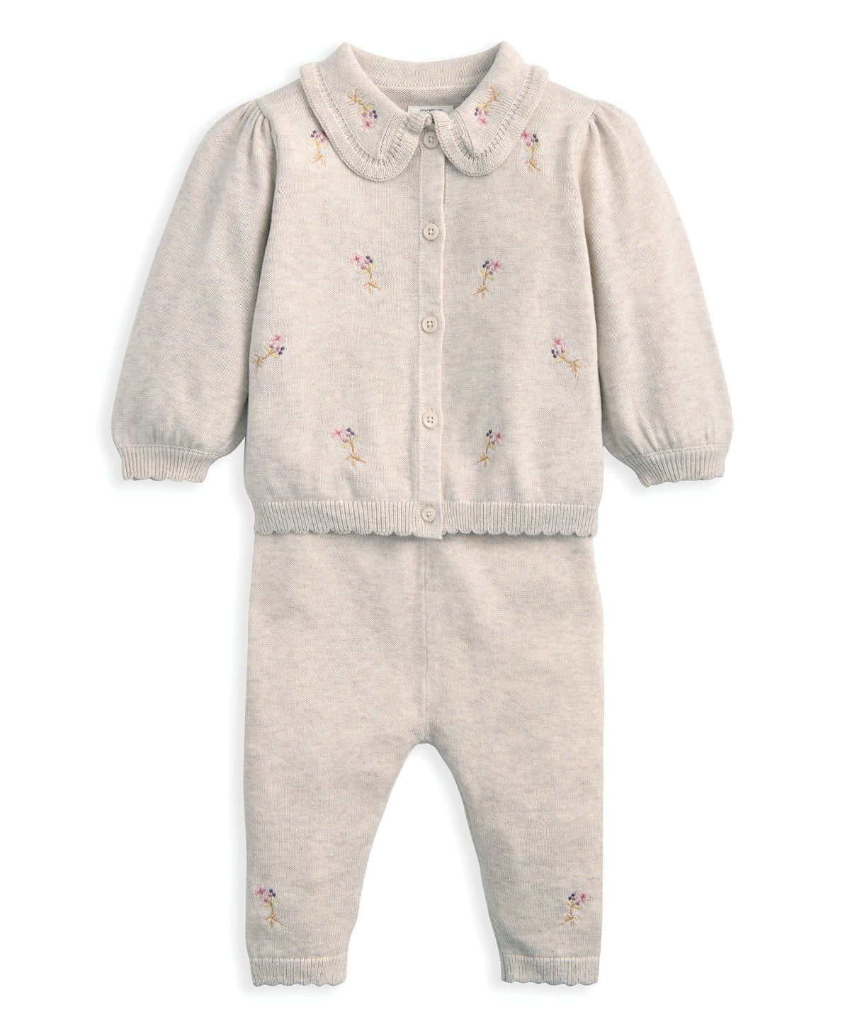 Mamas & Papas Outfits & Sets Embroidered Cardigan & Leggings Set with Scallop Detail (2 Pieces)