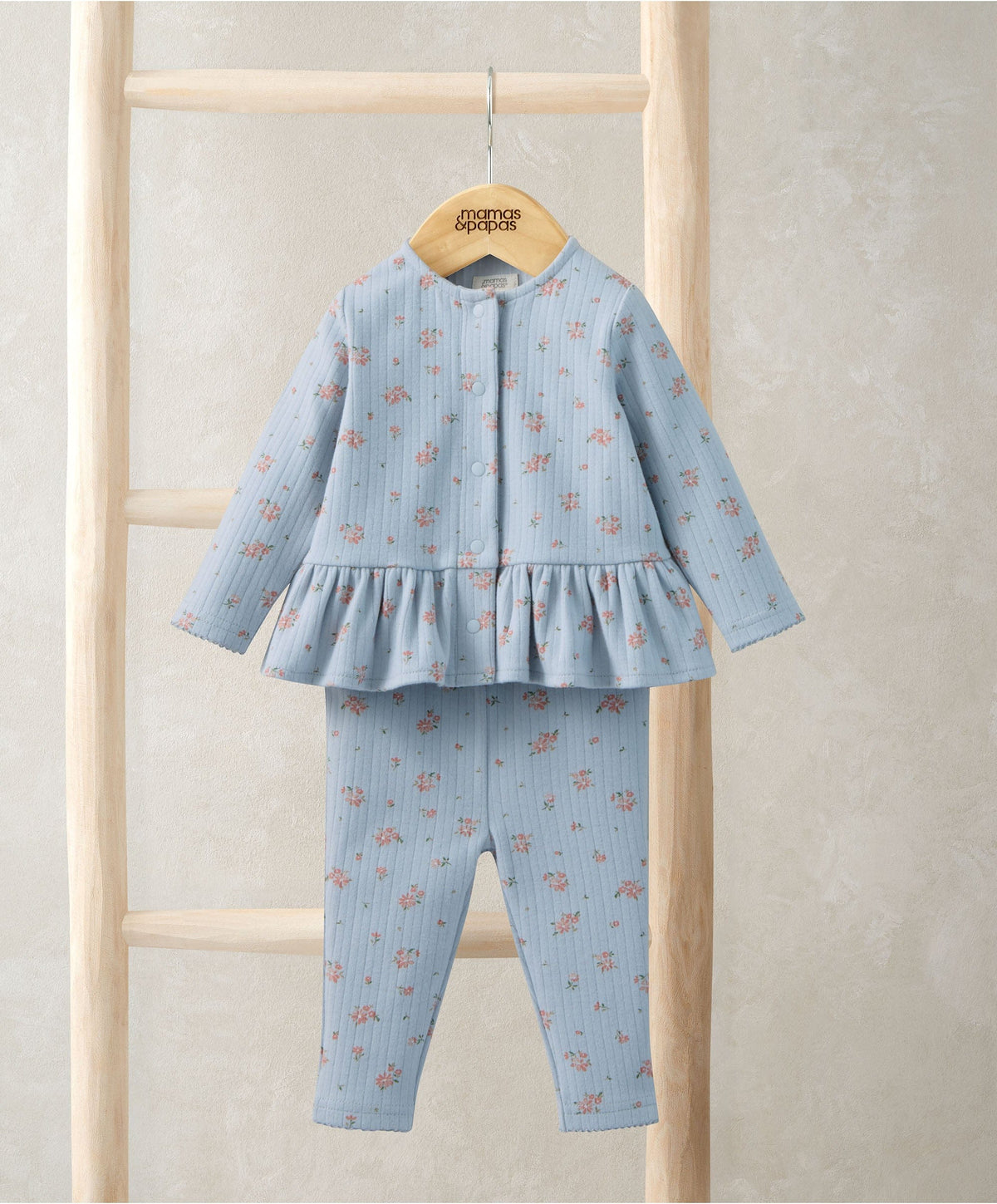 Mamas & Papas Outfits & Sets Floral Ribbed Top & Leggings Outfit Set