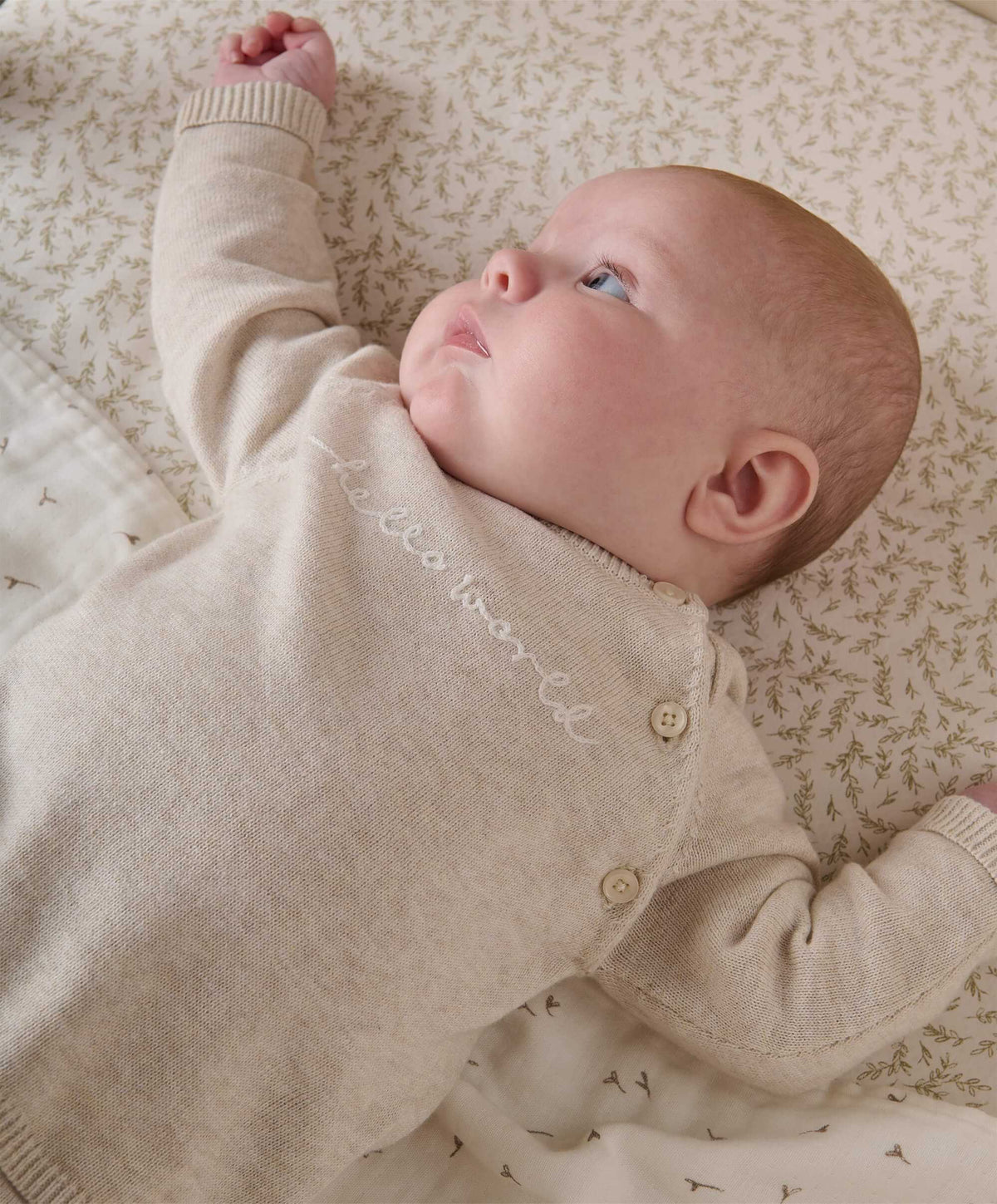 Mamas & Papas Outfits & Sets Hello World Knit Set (2 Piece) - Beige