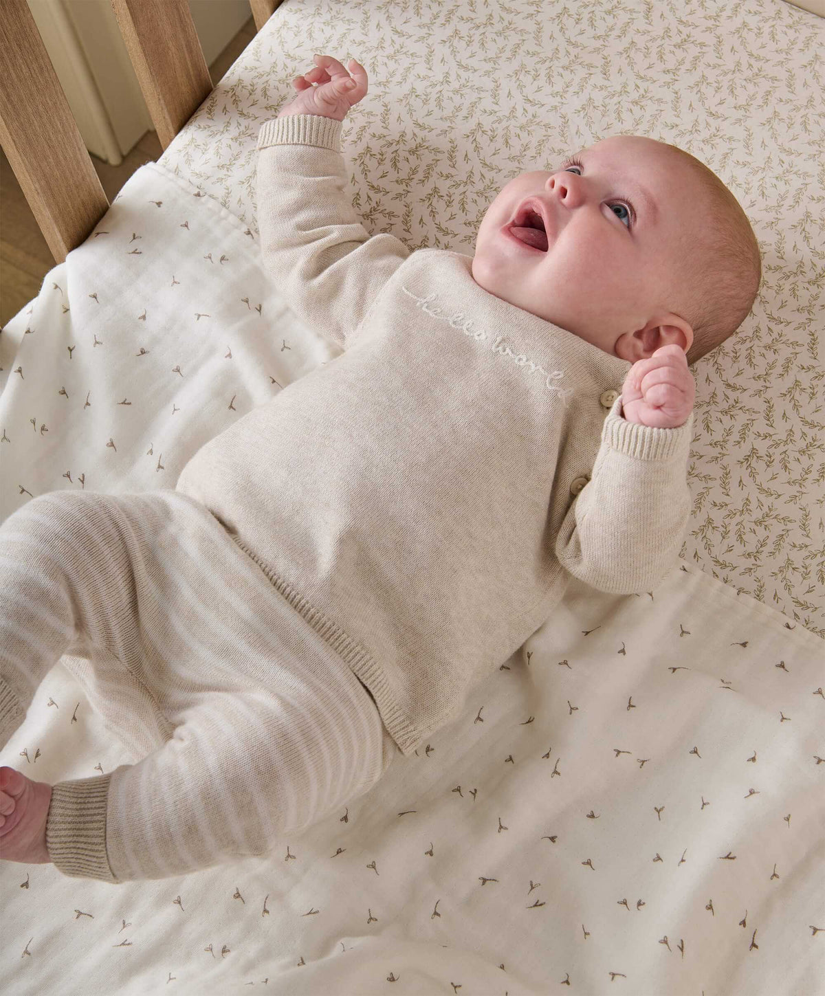 Mamas & Papas Outfits & Sets Hello World Knit Set (2 Piece) - Beige