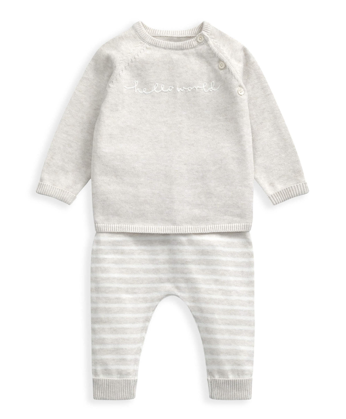 Mamas & Papas Outfits & Sets Hello World Knit Set (2 Piece) - White