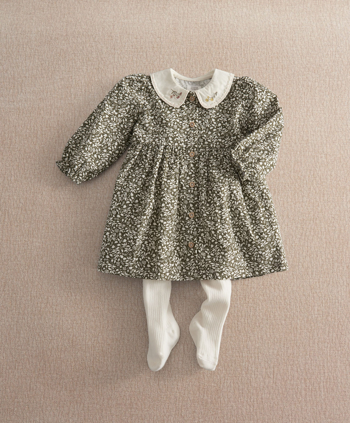 Mamas & Papas Outfits & Sets Leaf Print Dress & Tights Set