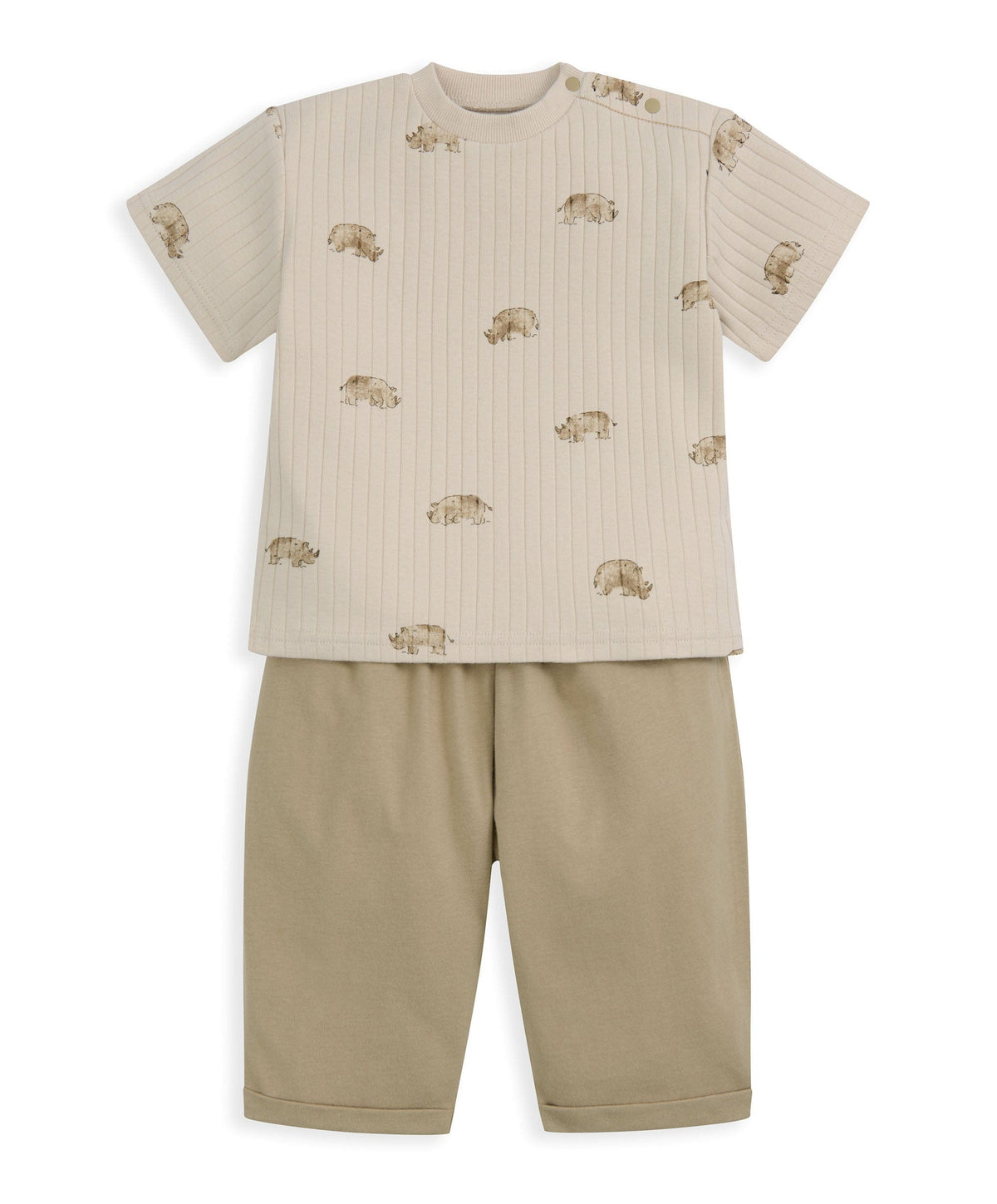 Mamas & Papas Outfits & Sets Rhino Ribbed T-Shirt & Trousers Outfit Set