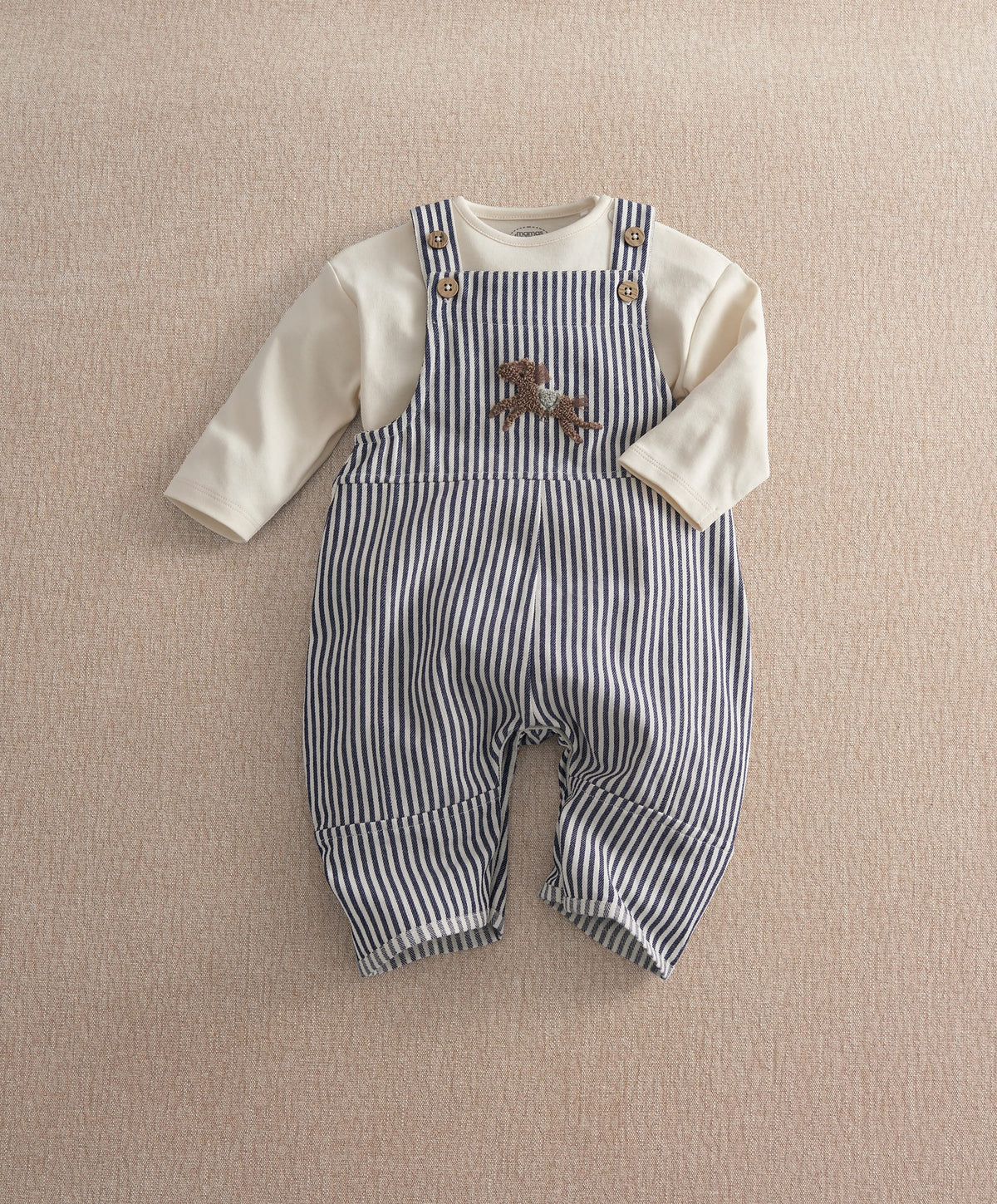 Mamas & Papas Outfits & Sets Stripe Dungarees & Long Sleeve Top