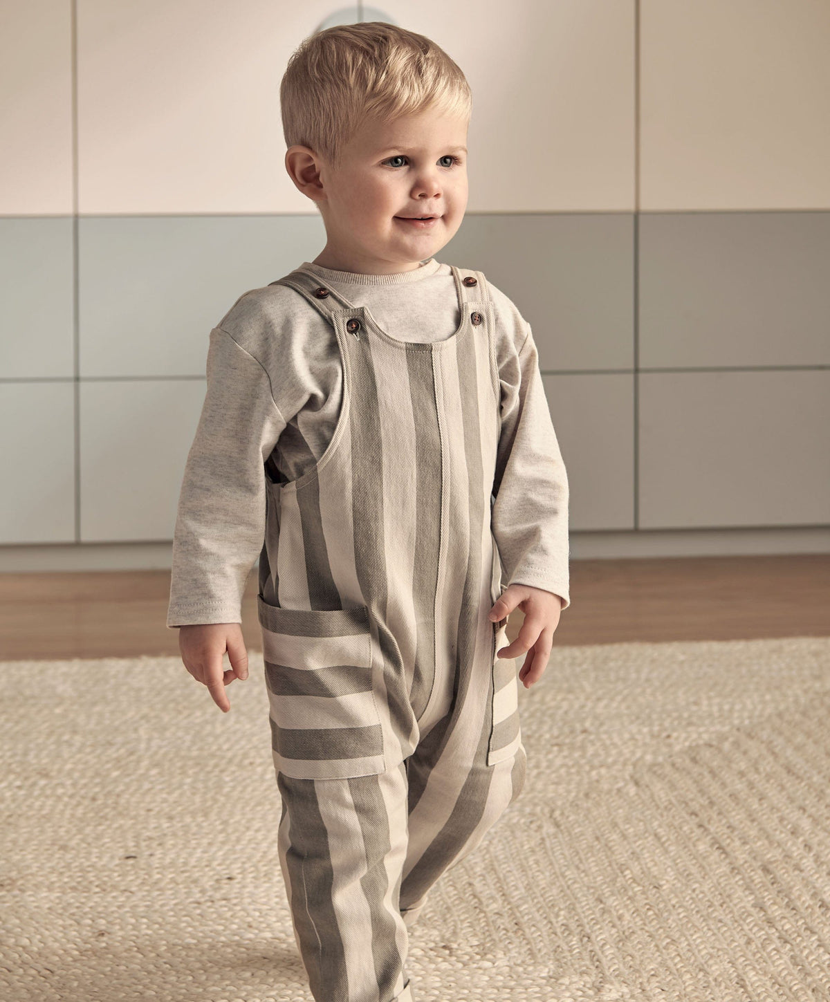 Mamas & Papas Outfits & Sets Striped Dungarees & Ribbed Top